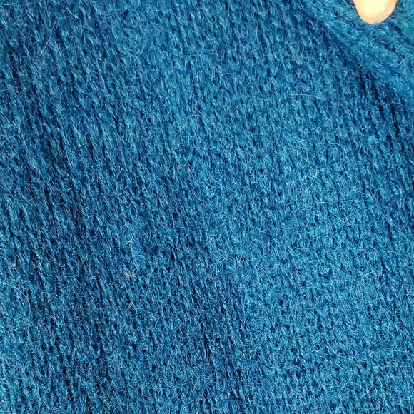 Vintage Turquoise Mohair Indie Button-Up Sweater Coat - Picture 7 of 14